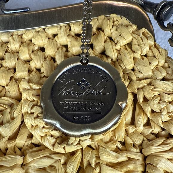 Patricia Nash Laureana Frame Satchel Yellow Woven Scallop Raffia Straw Crossbody - Picture 3 of 11